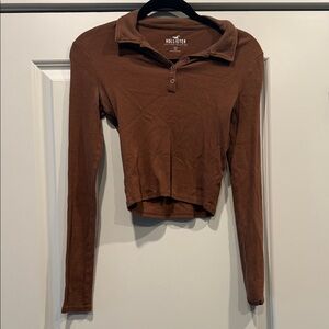 Hollister Women's Button Down Brown Shirt